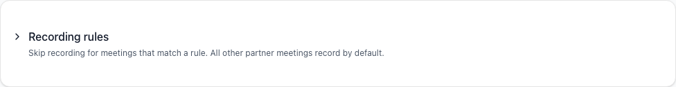 The Recording rules panel sits collapsed at the top of the Upcoming tab. The header shows how many rules are active out of how many total. Click anywhere in the row to expand it.